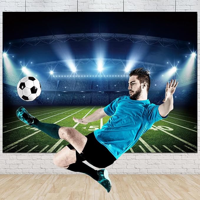 8x6ft Football Stadium Photography Backdrop with Bowl Night Spotlight for Party Decoration Football Field Backdrop Photo Booth Props - Image 5