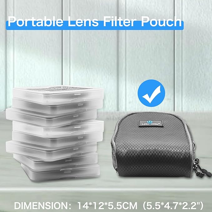 Lightdow Camera Filter Bag - Detachable 8-Slot Lens Carry Case with Belt Loop Pouch - Water-Resistant & Dustproof Design for 37mm-95mm Filters - Image 2