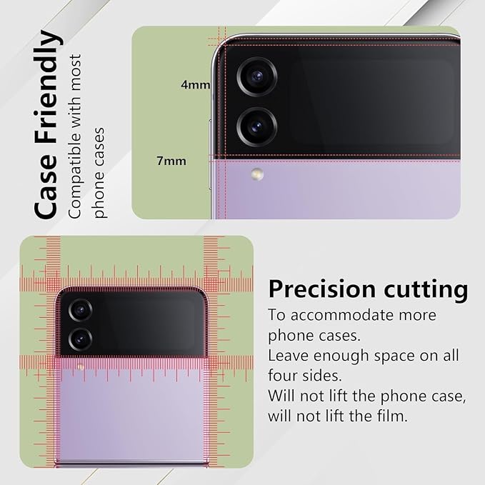 2 Pack for Samsung Galaxy Z Flip 3 Screen Protector [Not Glass] | 2 Pack Camera Lens Protector with Installation Frame,Support Fingerprint Unlock, Touch Sensitive, Anti-Scratch, Case Friendly - Image 3