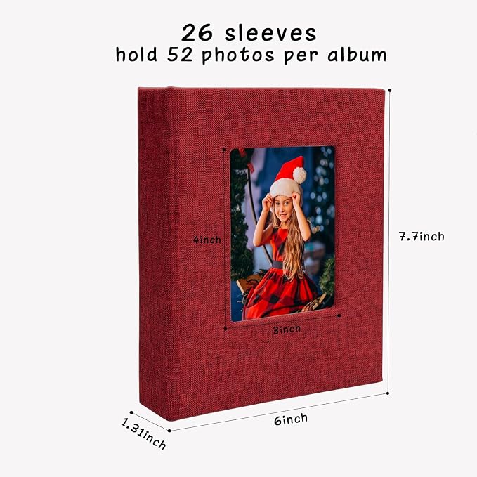 Small Photo Album 5x7 Linen Picture Book, Each Mini 26-Page Album Holds 52 Photos, Art Presentation Folder for Postcards & Picture Storage - Image 5
