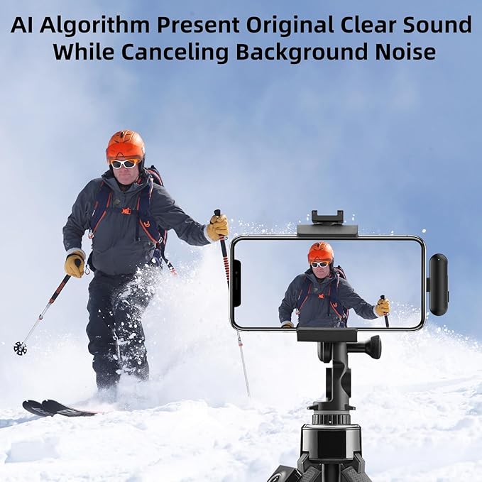 NPTCL Mini Wireless Lavalier Microphone USB C for iPhone 17/16/15, Android | Ai Noise Cancelling Clip on Lapel Mic, 35 Hour Charging Case, 328Ft Transimission for Video Recording Vlog Tiktok YouTube - Image 2