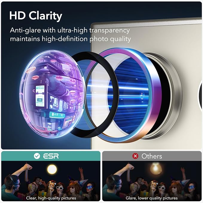 ESR for Samsung Galaxy S24 Ultra Camera Lens Protector, 1 Pack, Chromatic | Individual Camera Cover, 9H Tempered Glass, Original Camera Clarity, Scratch-Resistant, Case Friendly - Image 4
