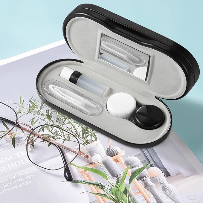 AITIME 2 in 1 Contact Lens and Glasses Case Combo,Contact Travel Case Kit | Double Sided Eye Contact Case with Remover Tool,Storage Organizer Accessories,Cute Eyeglasses Case with Contact Holder - Image 2