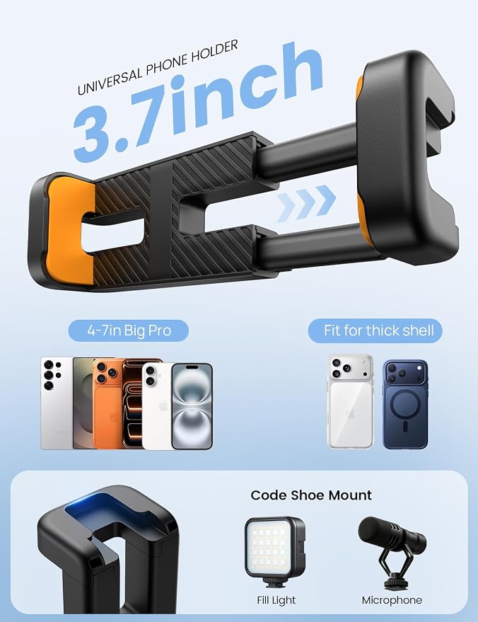 Lamicall Tripod for iPhone with Wireless Remote for iPhone Gopro Camera | Ultra-Stable, Mini Flexible Phone Stand for Recording with 1/4'' Screw, Cold Shoe for Pocket 3/4 fit Travel Content Creation - Image 7