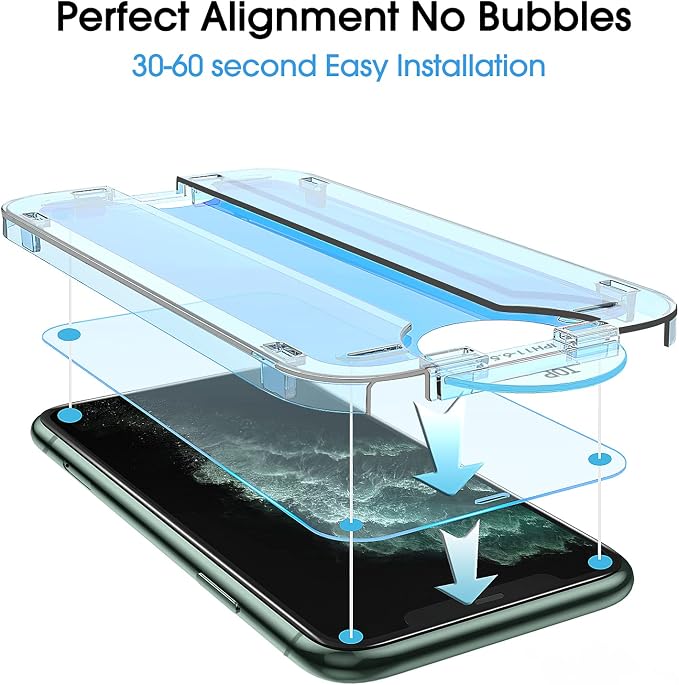 amFiIm OneTouch for iPhone 11 Pro Max Screen Protector 6.5" Tempered Glass | Auto-Alignment, 30s Install, Bubble Free, 9H Hardness, Scratch & Drop Protection, HD Clear, Case Friendly, 2 Pack (11P-6.5'') - Image 3