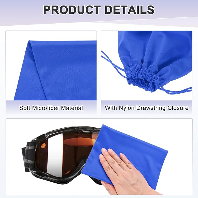 M METERXITY Ski Goggle Bag, Soft Microfiber Pouch Protective Storage Bags Case with Drawstring for Snow Goggles/Camera Lenses - Image 2