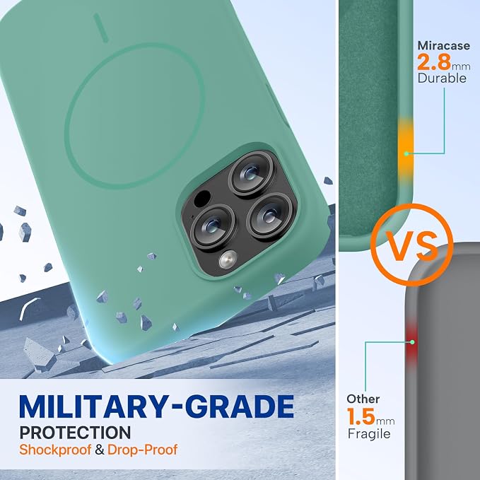 Miracase Silicone & Magnetic for iPhone 12 Pro Max Case, Midnight Green | Compatible with MagSafe, Soft Microfiber Lining, Premium Silicone Case Shockproof Drop Protection Phone Case for 12 Pro Max - Image 3