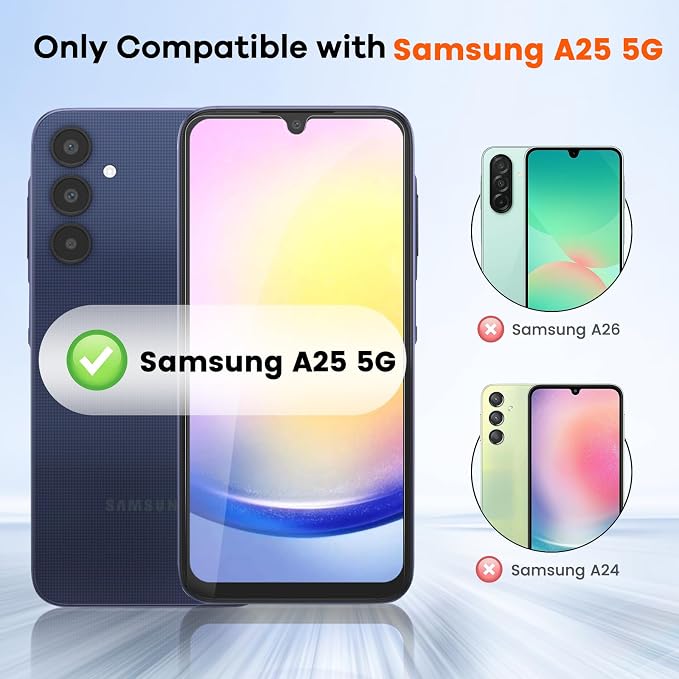 4+4 for Samsung Galaxy A25 5G Screen Protector Camera Lens Protector | 9H Tempered Glass Cell Phone Protector - Image 2
