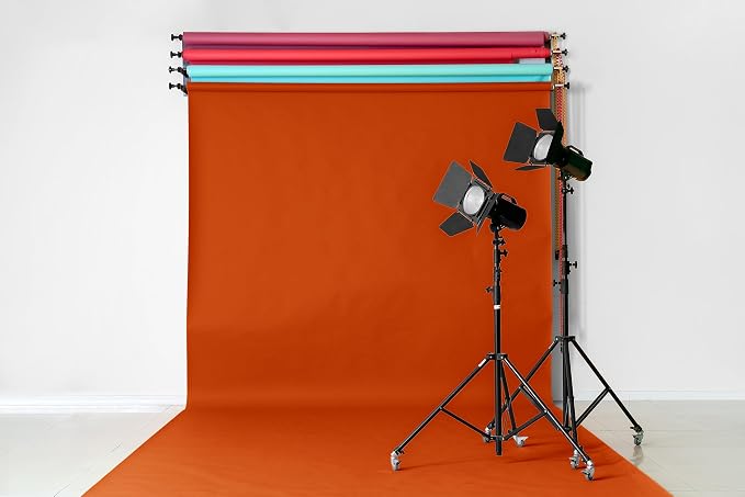 Denny Mfg Seamless Paper Backdrop for Photoshoot, Orange, 53 in x 36 ft | Backdrop Roll, Matte Finish for Portraits, Product Photos and Video Shoots, Includes Free Roll Gaffer Tape (2 in x 13 ft) - Image 8