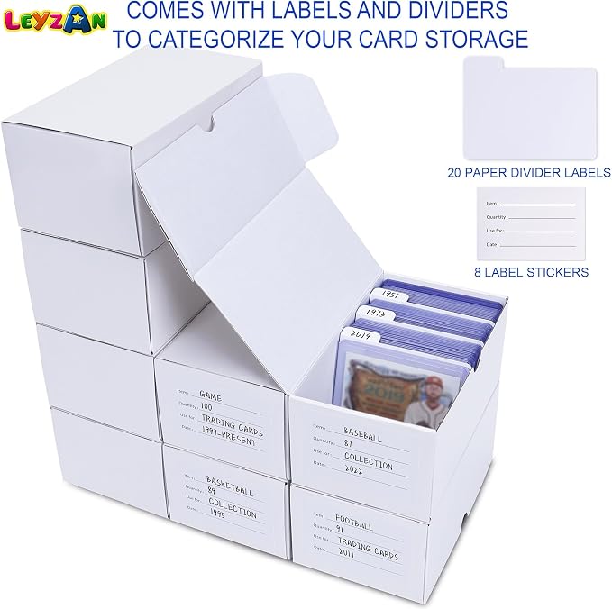 Toploader Storage Boxes, 8-Pack, 100 Top Loaders Each, TCG & Sports Cards | Cardboard top loader organizer with dividers and labels for TCG, MTG, trading cards and sports card collections - Image 5