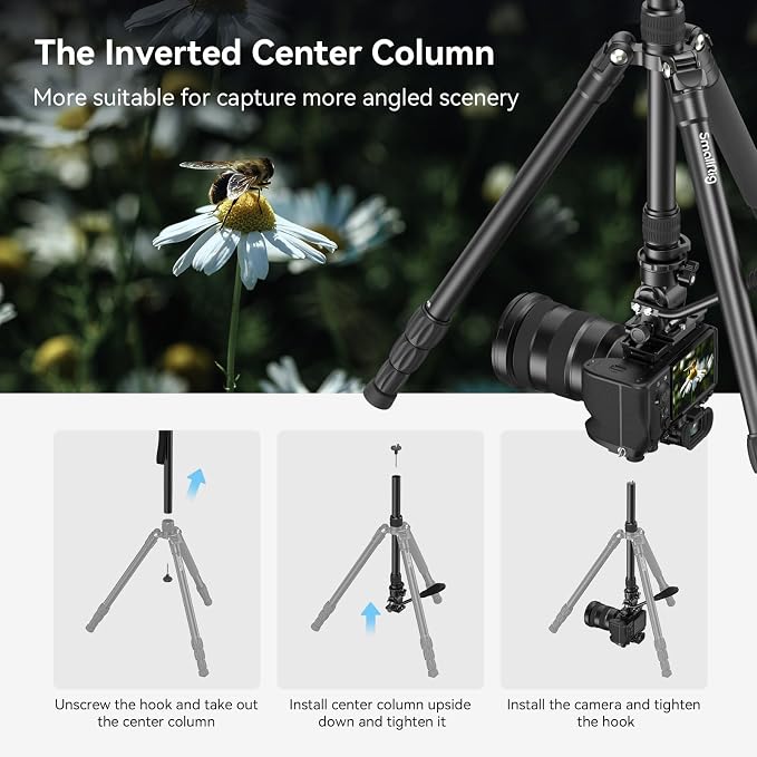 SmallRig CT180 Video Tripod, 72" Camera Tripod Monopod with Fluid Head, Aluminum Camera Tripod, 360° Panorama Fluid Head for Travel, Video, Live Streaming, Vlogging- 3760B - Image 4