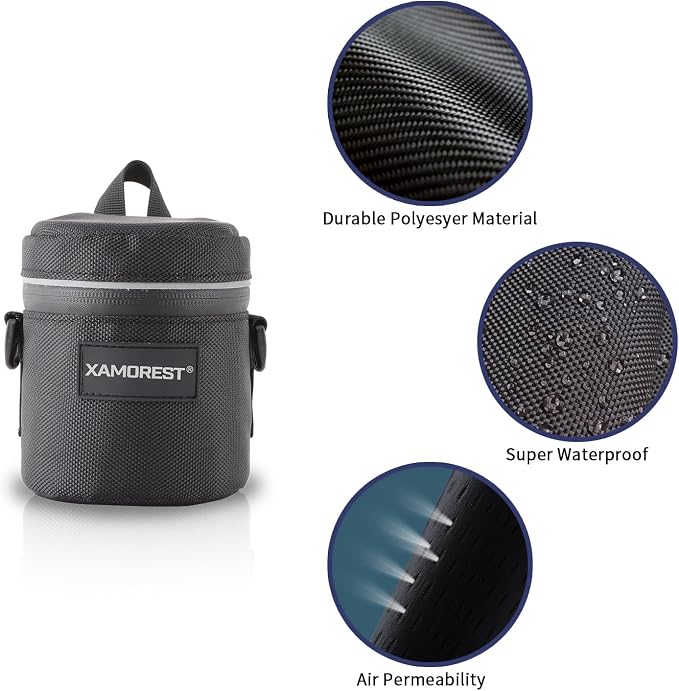 Camera Lens Case Lens Bag Compatible (3.35" x 3.74"(Nylon, Black)) - Image 2