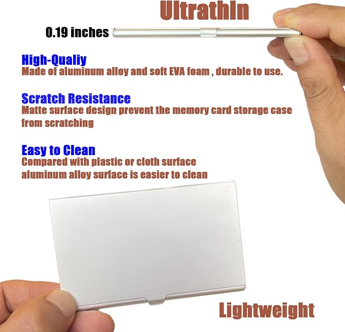 Aluminum Waterproof Memory Card Case - Ultrathin Mini Rustproof Protector for Micro SD/Micro SDXC/TF Cards (Silver Color) - Image 3