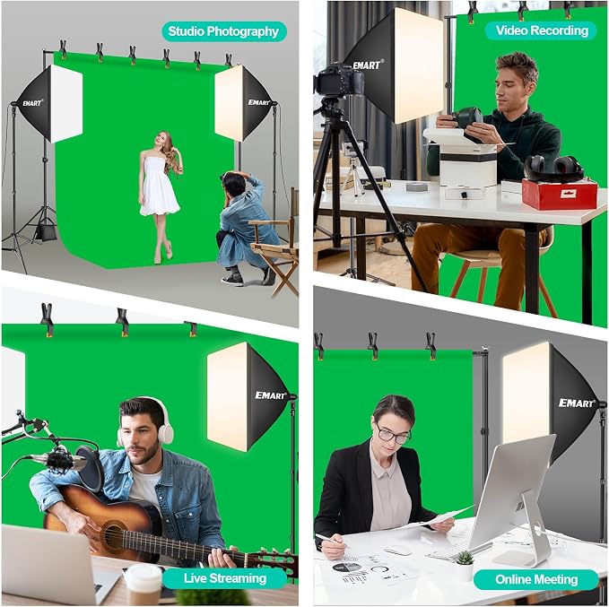 EMART 7 x 10 FT Photography Lighting Kit with 85W LED Bulbs for Portrait | 7x10FT Backdrop Stand & 6x9FT Backdrop, Softbox Lighting Kit & 3000-6000K Bulb Professional Studio Lights for Video Recording - Image 7