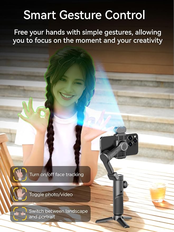 AOCHUAN Gimbal Stabilizer for Smartphone w/AI Tracking Sensor | Gimbal with Focus Wheel for Phone/Android, Phone Stabilizer with 7.0 Anti-Shake for Video Recording-Smart XE AI - Image 4