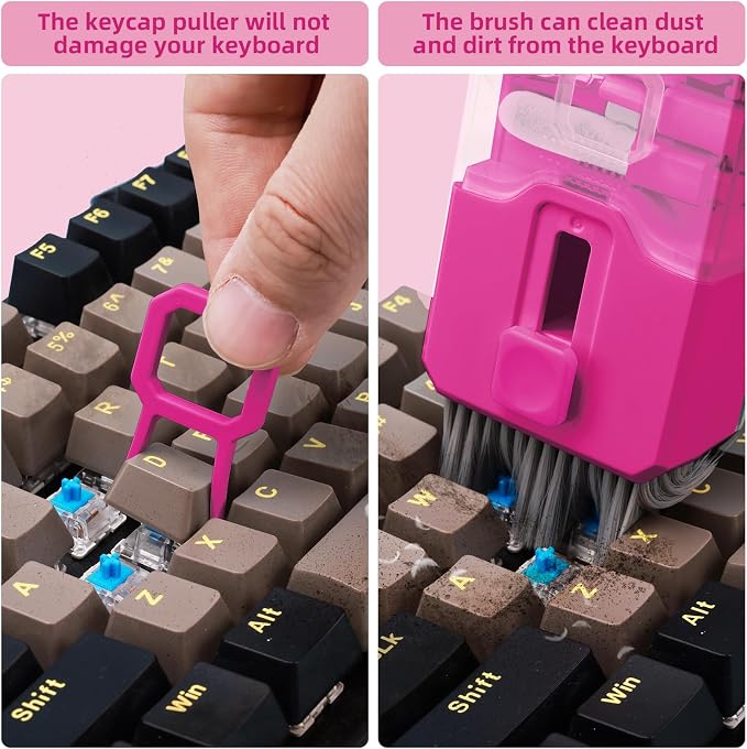 Keyboard Cleaner & Laptop Cleaning Kit, All-in-1 for Computer PC, HotPink | Electronics Deep Cleaning Reusable Brush Tool, Screen-Safe Spray, for iPhone iPad Macbook Airpod Camera, Gaming Accessories - Image 4