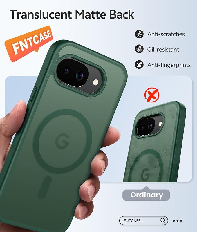 FNTCASE for Google Pixel 10a Case, Fit for Magsafe, with Screen Protector | Translucent Matte Magnetic Back, 14FT Military Grade Drop Protection, Slim Shockproof Protective Phone Cover, Green - Image 6