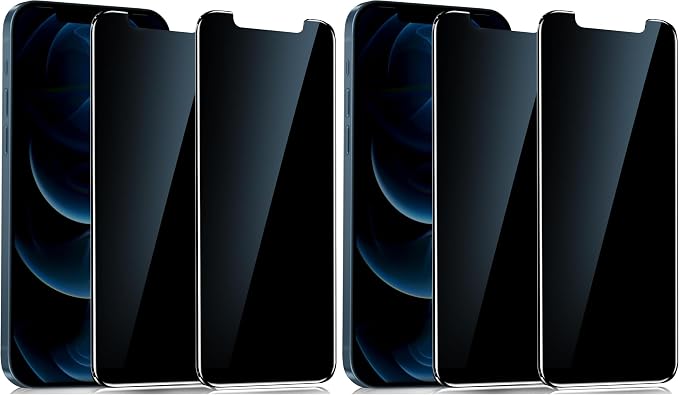 YMHML 4 Pack for iPhone 12 Pro Max Privacy Screen Protector Tempered Glass, Anti Spy Privacy Screen for iPhone 12 Pro Max Accessories, Case Friendly Private Film by YMHML