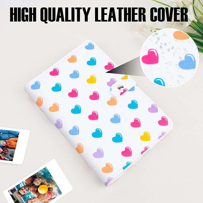Veicevol 156-Pocket Album for Instax Mini & Polaroid 2x3 inch Photos, White | PU Leather Cover, Portable Album, Mini Photo Album for Fujifilm Instax Mini Camera, Polaroid Camera, Wedding Keepsake - Image 5