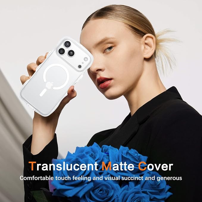 BENTOBEN Magnetic for iPhone 17 Pro Case, Cute Wavy Full Camera Protection [Compatible with MagSafe] Matte Anti-Slip Bumper Women Girls Boys Protective Cover for 17 Pro 6.3", Clear White - Image 7