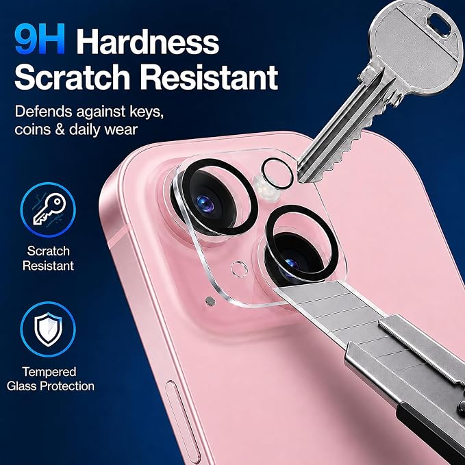 Camera Lens Protector for iPhone 15/iPhone 15 Plus- 3 Pack | 9H Tempered Glass, HD Clear, Scratch Resistant, Camera Cover Accessories, Case Friendly, Not Affect Night Shots - Image 3