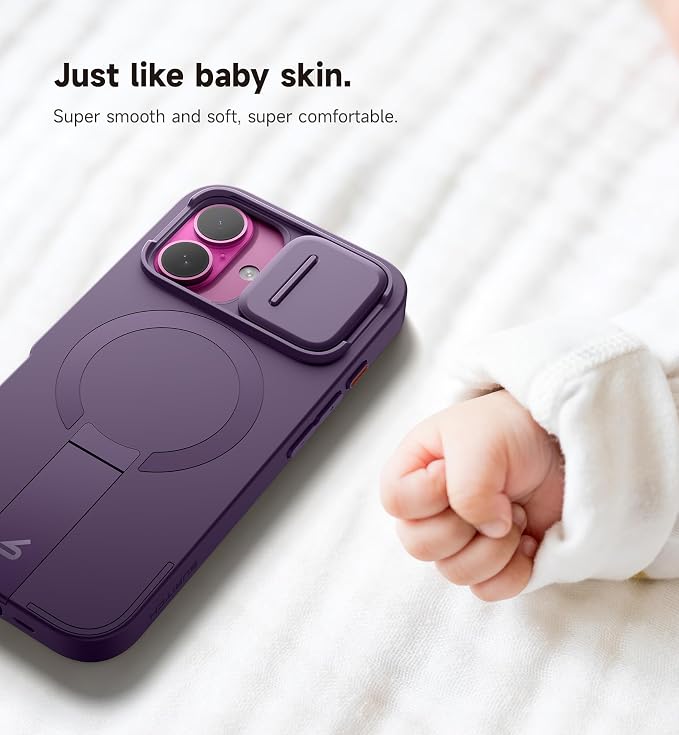 SURITCH for iPhone 16 Case with Magnetic Camera Slide Cover and Adjustable Kickstand, Compatible with MagSafe, Shockproof Bumper Case Slim Protective Cover 6.1 Inch, Dark Purple - Image 6