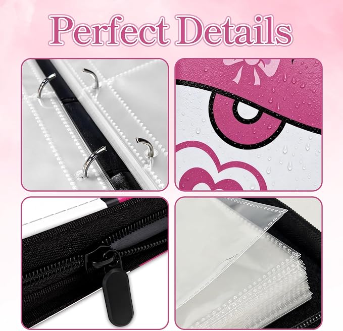 Zipper Seals Kpop Photocard Binder, A5 PU Leather Binder Card Collector Album for Fujifilm Instax Mini Camera, Polaroid Camera, Suitable for Lomo Cards, 50 Pack 4-Pocket(400 Photos/Card) - Image 3