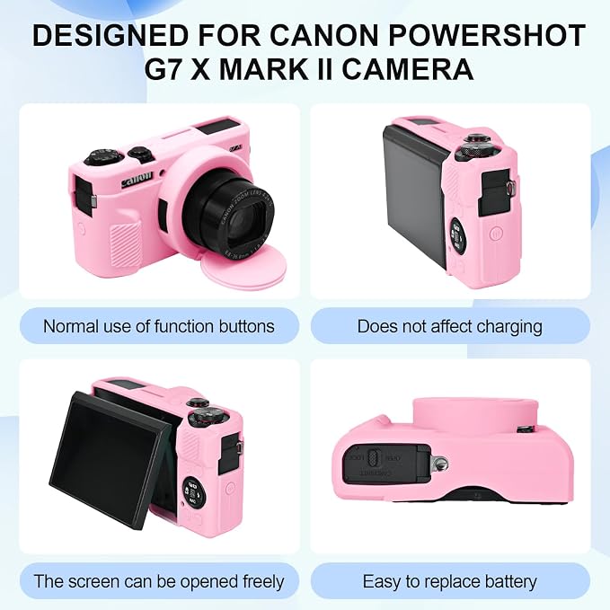 Case with Removable Lens Cover for Canon G7X Mark II/G7XII Camera(Pink) | Soft Silicone Camera Protective Case,Slim Fit,Anti-Scratch,Dustproof,Shockproof,Camera Accessories,For Travel,Daily Use - Image 3