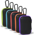 5 Pack Earbud Case Storage Bag with Carabiner, Rectangle | Portable EVA Carrying Case, For Wired/Wireless Headphones, SD Card Storage, Camera Chip by MOLOVACase