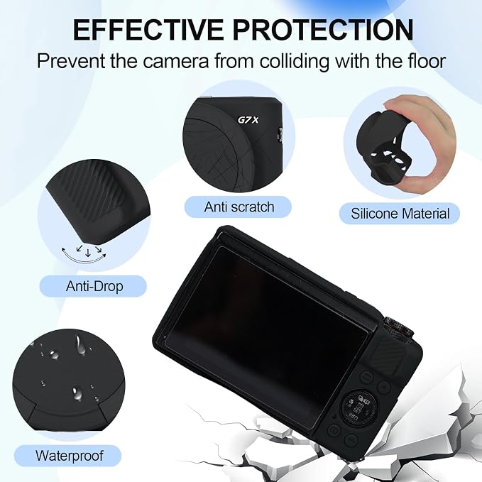 Case with Removable Lens Cover for Canon G7X Mark II/G7XII Camera(Black) | Soft Silicone Camera Protective Case,Slim Fit,Anti-Scratch,Dustproof,Shockproof,Camera Accessories,For Travel,Daily Use - Image 2