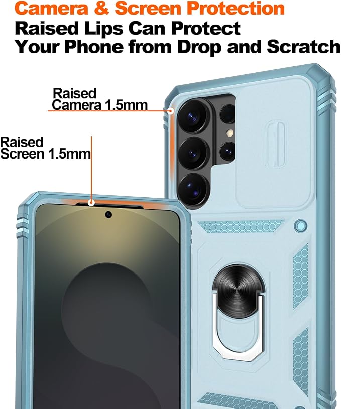 Gritup for Samsung Galaxy S26 Ultra Case: 2*Screen Protector | Slide Camera Cover | Build in 360° Rotating Ring Kickstand | Military Grade Protective Cover for Samsung S 26 Ultra, Green - Image 5