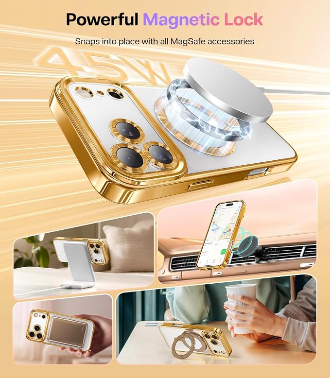 Magnetic Glossy Case for iPhone 17 Pro,iPhone 17Pro Phone Case Slim Clear Luxury with Screen Protector & Camera Protector [Compatible with MagSafe], Shockproof Cover for iPhone Pro 17-Purple - Image 4