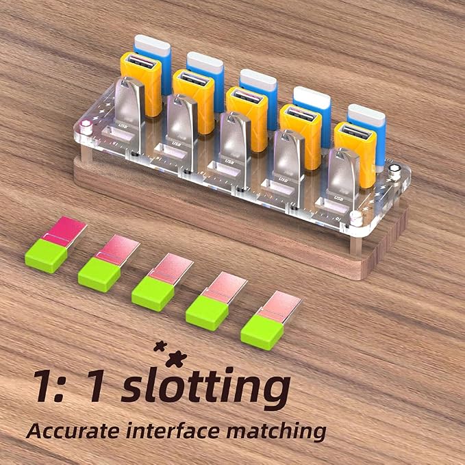 20 Slots Wooden Memory USB Flash Disk Card Case, TF Card Box and Micro SD Drive Card Holder Desk, U-Shield Memory Storage Racks - Image 2