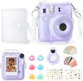 Rieibi Accessories for Fujifilm mini 12, Gift Bundle Includes Clear Mini 12 Case with Strap, Photo Album, Selfie Mirror, DIY Stickers, Color Filter (No Camera) - Purple by Rieibi