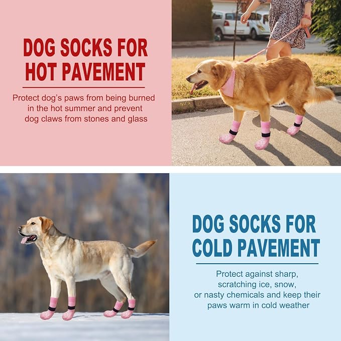 EXPAWLORER Anti Slip Dog Socks to Prevent Licking Paws, Dog Shoes for Hot Pavement, Dog Booties for Small Medium Large Senior Dogs, Traction Control Boots & Paw Protectors for Hardwood Floors - Image 6