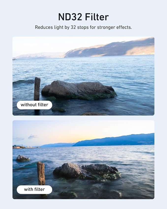 TELESIN 67mm ND32 Filter, DSLR Camera Lens, Multi-Layer Nano-Coated Glass, AR&AF Coating, Long Exposure & Motion Blur, Water & Fingerprint Protection, for Smartphone Mounts - Image 3