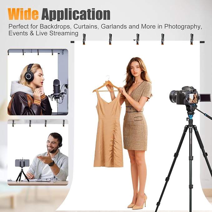 White Photo Backdrop with 5x6.5ft T-Shaped Stand for Photoshoot | 5x7ft Portable White Backdrop Stand Kit with Carrying Bag, 5 Strong Spring Clamps for Baby Shower Portrait Live Streaming - Image 6