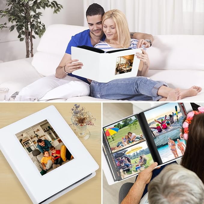 Aevdor 5x7 Photo Album, Holds 272 Photos, Leather Cover, White | Clear 5x7 Photo Pockets, Front Display Window, Family, Wedding, Birthday, Anniversary & Travel Memories - Image 7