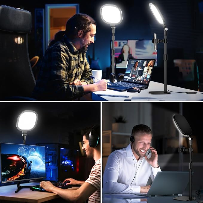 2 Packs Video Conference Lights for Computer Zoom, Webcam, Home Office | Ring Light with Stand for Video Calls, Streaming, Laptop, Desk Lighting with 30 Light Modes, Phone Holder & CRI 97.8 - Image 6