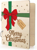 Wooden Christmas Card Keeper Binder Merry Christmas Greeting Card Holder with Rings Xmas Holiday Post Cards Organizer Wood Memories Book for Storage Keepsake Album Photo Notes Gift Winter Past Notes by Sophena