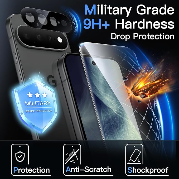 JETech Screen Protector with Lens Protector for Google Pixel 11, 2+2 Pack | 9H+ Shatterproof Tempered Glass, Easy Installation, Fingerprint Unlock Compatible, High Clarity, Anti-Fingerprint - Image 4