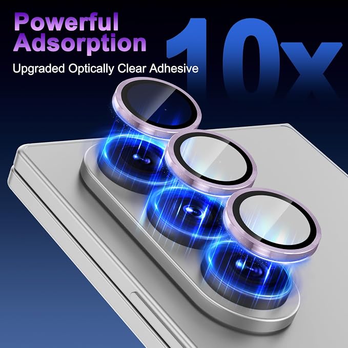 Meshine for Samsung Galaxy Z Fold 8 Ultra Camera Lens Protector,Scratch Proof,Strong Adsorption,9H Hardness with Metal Ring Camera Cover,Case Friendly,Accessories Lens Protector,Purple - Image 5