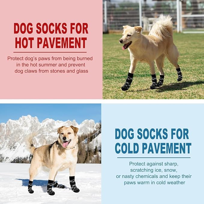 EXPAWLORER Anti Slip Dog Socks to Prevent Licking Paws, Dog Shoes for Hot Pavement, Dog Booties for Small Medium Large Senior Dogs, Traction Control Boots & Paw Protectors for Hardwood Floors - Image 6