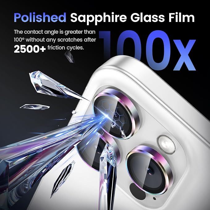Tensea Camera Lens Protector for iPhone 16 Pro Max/16 Pro/15 Pro Max/15 Pro | Metal Aluminum Alloy Tempered Glass Cover Camera Screen Protector Accessories, Case Friendly - Image 6