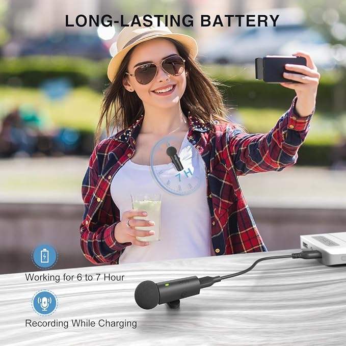 FIFINE M8 Wireless Lavalier System Dual Lapel Mic for Video Interview Vlog | 2 Microphones with Type C Receiver, Clear Sound for Android Phone Tablet Iphone15 Laptop YouTube - Image 6