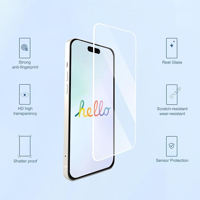Ailun Screen Protector + Camera Lens Protector for iPhone 16, 3+3 Pack | 6.1 inch, Installation Frame, Case Friendly, Tempered Glass Film, Not for iPhone 16e/16 Pro/Plus/Pro Max - Image 2