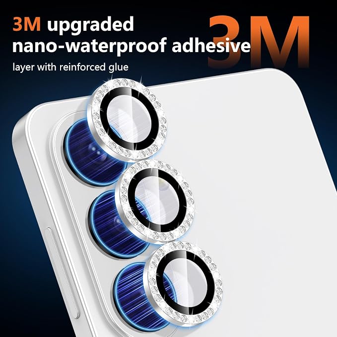 for Samsung Galaxy S26 Camera Lens Protector, Individual Metal Ring Tempered Glass Lens Cover, [Strong Adsorption] Scratch Resistant Ultra-Thin HD Clear Lens Cover, 1 Set-Slivery Diamond - Image 4