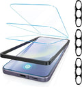 Fotbor [3+3 Pack Anti Blue Light Screen Protector for Samsung Galaxy S24 Plus/S24+ with 3 Pack Camera Lens Protector, [Alignment Frame] 9H Hardness, Easy Install, Ultrasonic Fingerprint Compatible by Fotbor