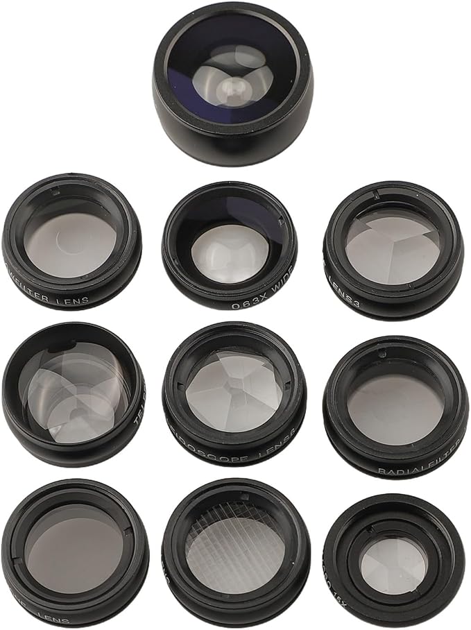 10-in-1 Smartphone Lens Kit with 0.36x Wide Angle 15x 198° Fisheye 2x Telephoto CPL Star Filter, 17mm Clip for Mobile Phone Camera Attachment for Content Creation - Image 8