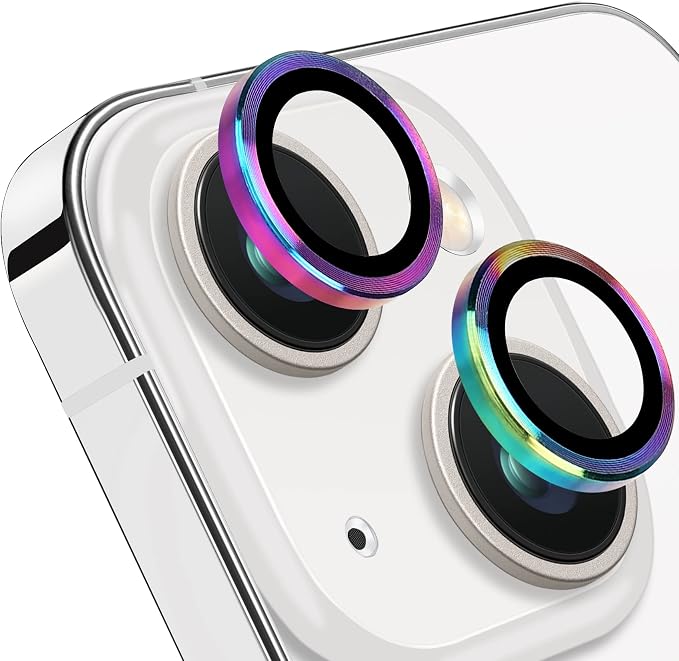 for iPhone 13 Mini/iPhone 13 Camera Lens Protector, Anti-Scratch 9H Tempered Glass Metal Camera Screen Protector Shockproof Cover Film Ring -2 Pcs Colorful - Image 8